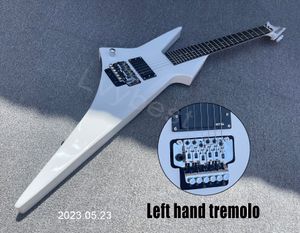 Guitare électrique main gauche Snow White High Glossy Chrome Parts Floyd Rose Style Tremolo Palissandre Touche Incrustation de points Un micro Bridg actif