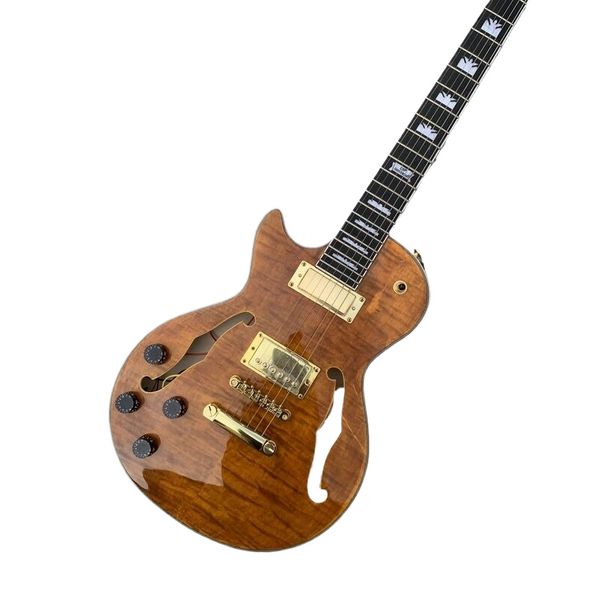 Guitarra eléctrica de la mano izquierda Patrón de tigre de tigre Rose Rose Patrón de oro Pickup Guitar de guitarra personalizable Envío gratuito