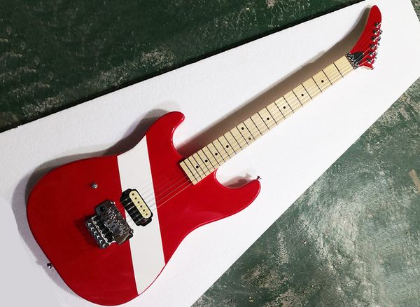 Guitare électrique 6 cordes rouge main gauche avec micro humbucker touche érable
