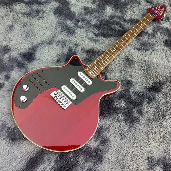 Mano izquierda Vintage rojo vintage 6 cuerdas eléctricas de guitarra eléctrica e interruptor negro