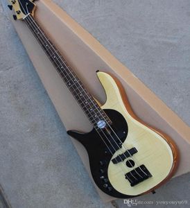 Linkshand Tai Chi Graphics Electric Bass Guitar met zwarte hardware vlam beige bord 4 strings 24 klinkt hoogwaardige PROCI5763328