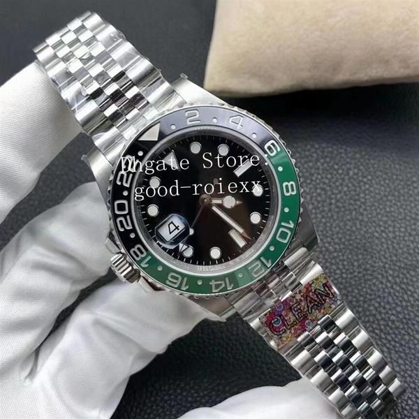 Relojes de mano izquierda para hombre, reloj con bisel de cerámica verde y negro, automático Cal 3186 Clean Factory, pulsera Jubilee de acero 904L para hombre Eta 281v