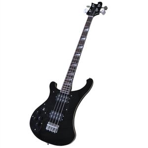 Guitare basse électrique noire 4 cordes pour gaucher avec touche en palissandre offre Logo/couleur personnaliser