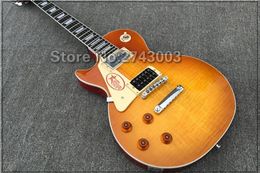 Linkshandige Jimmy Page LP Elektrische Gitaar Mahonie Body Flame Maple Top Palissander Toets Gratis Verzending Kwaliteit Guitarra