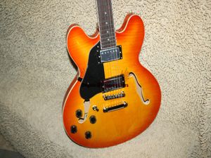 Gratis verzending linkshandige Tangerine Jazz elektrische gitaar Custom Shop elektrische gitaar