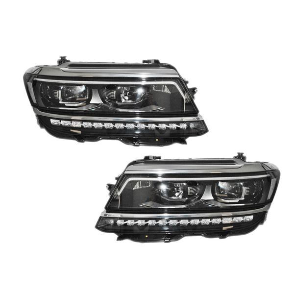 Faro LED de señal de giro izquierda y derecha para VW Tiguan DRL, faros angulares de ojo de marcha atrás + freno + luces antiniebla, estilo de coche 2017-2021