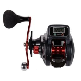 Leftright Hand Baitcasting Fishing Reel con contador de línea 161 Baitcaster de rodamientos con Baitcasts Digital Display Wheel 240506