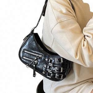 Leftside Belt Buckle Crossbody Bags For Women 2024 Korean Fi Y2K Small PU lederen onderarm schoudertas vrouwelijke handtassen H2B8#