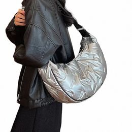 Leftside Big Simple Sier Gevoted Shoulder Bag For Women 2023 Koreaanse FI Y2K Designer Soft Crossbody Bag Trends Handtassen X0CO#