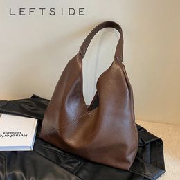 LEFTSIDE-bandolera de cuero de diseño a la moda para mujer, bolso Hobo grande y sencillo para mujer, bolsos y monederos 240226