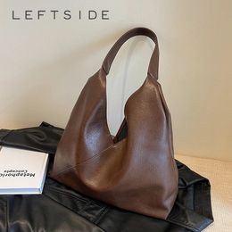 LEFTSIDE – sac à bandoulière en cuir pour femmes, Design de mode, tendance, Simple, grands sacs à main Hobo sous les bras, 240326