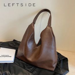 LEFTSIDE-bandolera de cuero de diseño a la moda para mujer, bolso Hobo sencillo y grande para mujer, bolsos y monederos 2023 240118