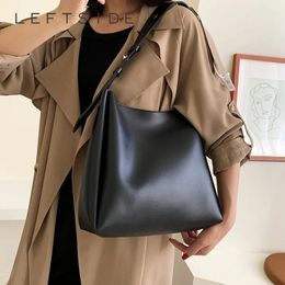 Leftside mode lederen draagtas voor vrouwen neigen vrouwelijke eenvoudige grote hoge capaciteit schouderzijkas handtassen en portemonnees 240315