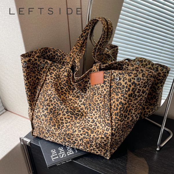 Conception de léopard de gauche Korean Fashion Shopper Big Sacs à provisions pour femmes sac à main sac à épaule sac à grande capacité 240415
