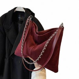 Bolsos de hombro de color sólido de lema retro izquierdo para mujer Bag 2023 Winter PU Leather Lady Bolsos y carteras de cadena vintage P5KW#