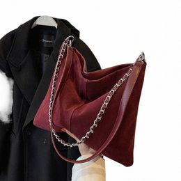 Sac à bandoulière de couleur solide rétro à la gauche pour femmes sac fourre-tout pour femmes 2023 Hiver Pu Leather Vintage Chain à main et sac à main I05W #