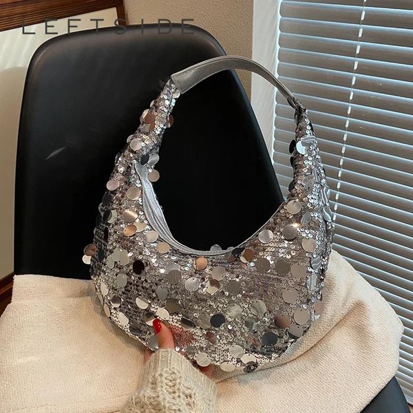 GAUCHE petit sac sous les bras à paillettes pour les femmes hiver mode coréenne sac à bandoulière brillant femme sacs à main et sacs à main 240226