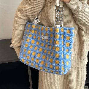 Linkszijd zachte pluche schouderzijdige tas voor vrouwen trend modeontwerp grote ritssluiting handtas tassen handtassen en portemonnee 240326