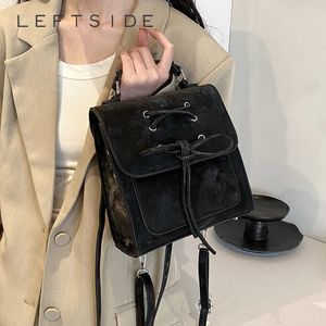 Leftside Tie Design Dames Kleine 2024 Y2K Koreaanse mode Backpack Girls Schooltas Schattig PU Leather Travel Sweet Back Pack 240329