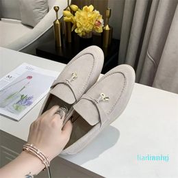 Lefu schoenen dames leer luxe ontwerper luie Britse stijl neutrale metalen gesp retro casual kwastje platte bodem set voet comfortabel