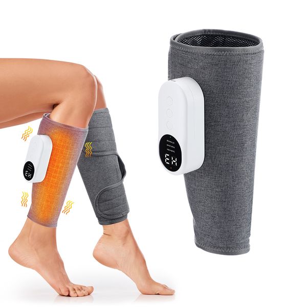 Masseurs de jambes 1 paire Masseur électrique à compression d'air pour les jambes Appareil de massage chauffant Soulagement de la douleur musculaire du mollet Pressothérapie Traitement relaxant 230718