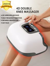 Leg Massagers 4D Dubbele knie massager Infrarood Verwarming Massage Hoge frequentie Vibratie Magnetische effecttherapie Instrument 230314