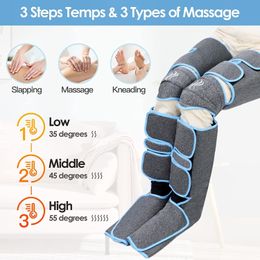Masseurs de jambes Masseur à compression d'air chauffé pour la circulation des pieds et des mollets avec contrôleur portable 6 modes de massage famille 230907