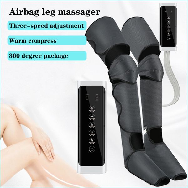 Masseur de jambes Masseur à compression d'air chauffé pour la circulation sanguine des pieds et des mollets avec contrôleur portatif Bottes enveloppantes à 360 ° 230801