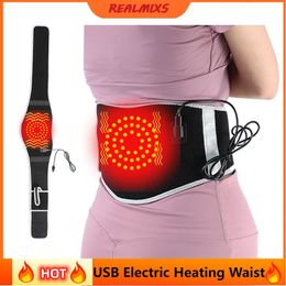 Massageadores de perna elétrico aquecido massageador de cintura almofada de cinto anti dor alívio USB vibração banda lombar protetor de aquecimento terapia de suporte 231118