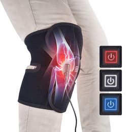 Leg Massagers Elektrische kniebescherming Verwarming Fysiotherapiekussentjes Verstelbare Brace Belt 3 Gear Gezondheidszorg Artritis verlichten pijnkniesteun 230203