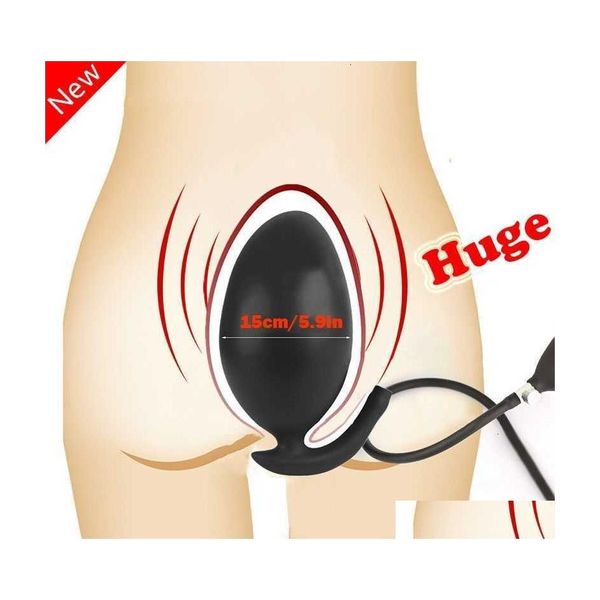 Masajeadores de piernas Masr Go Inflable Anal Plug Dilatador Expandible Dildo Pump Sile Enorme Ano Butt Próstata Stimator Juguete para hombres Drop De Dhdwc