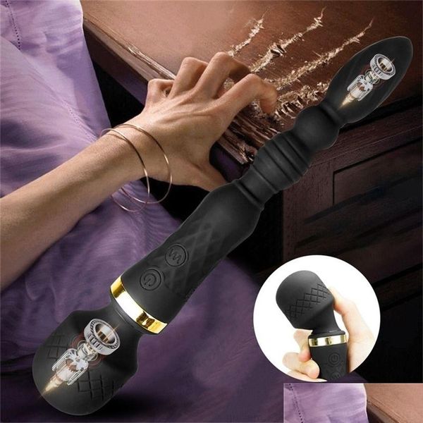 Masajeadores de piernas Masr Powerf Consolador Vibrador Femenino Av Varita Clítoris Estimador G-Spot Anal Bead Dual Motor Plug Juguetes para hombres Mujeres Drop D DHFNV