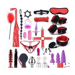 Massagers de piernas Masr Toys Women G Spot Dildo Vibratorn Cat Ear Ear Ear Mask 40cm Tope Anal Anal Pene ER Juegos de esclavos Esposa para Drop D Dhymv