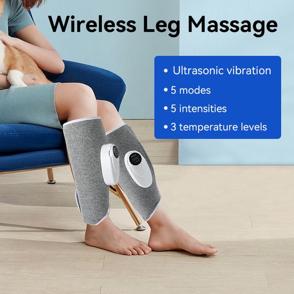 Nuaer-Wireless Smart Calf and Leg Air Pressure Massager Favorise la circulation sanguine Relaxation musculaire Drainage lymphatique 230524