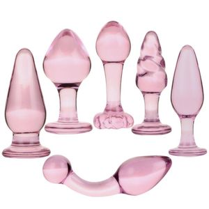 Masajeadores de piernas Juguete Masr Analplug Set Pink Grandes juguetes de vidrio para mujer Anal Butt Plugs Hombre Gay Ass Mas Drop Entrega Salud Belleza Massag DH8VT