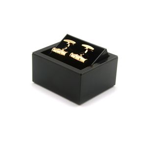 Boîte de boutons de manchette en plastique Legant noir Flip Rectangle bouton de manchette mallette de rangement affichage boîte d'emballage de bijoux pour hommes cadeau