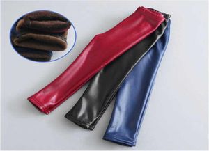 Leggings 2018 bébé filles hiver enfants épais velours Leggings crayon pantalon enfants chaud pantalon Faux PU cuir Legging Slim Pant8624337