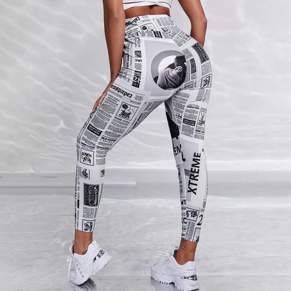 Leggings 2022 Femmes Sports décontractés Skinny Fitness Fitness Pantalons de yoga High Taist Print Slim Fit Leggings Fashion Female Vêtements