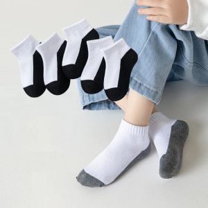 Leggings 5 paren/lot kinderen sokken jongen meisje baby katoen mode zwart wit grijs roze voor zomer nieuwe 112 jaar kinderen tieners student sokken
