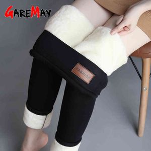 Leggings Autumn Winter Plus Velvet Women Thick Fleece Wool Black Thermal Pants Size Warm Trousers 210428