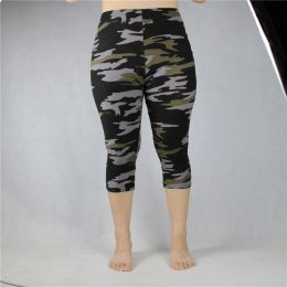 Leggings Babbytoro Leggings femmes mi-mollet été militaire camouflage imprimé 3/4 culture courte Legging pantalon grande taille 7xl 6xl 5xl Xs gris vert