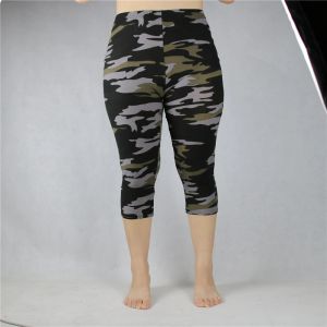 Legging Babbytoro legging dames midcalf zomer militaire camouflage print 3/4 crop korte legging broek groot formaat 7xl 6xl 5xl Xs grijs groen