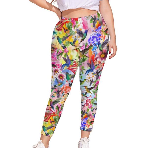 Leggings Buczenie Ptaki Legginsy rétro Kwiaty Drukuj Na Wysoki Wzrost Najlepsze Legging Funky Taniec Nastolatki Spodnie