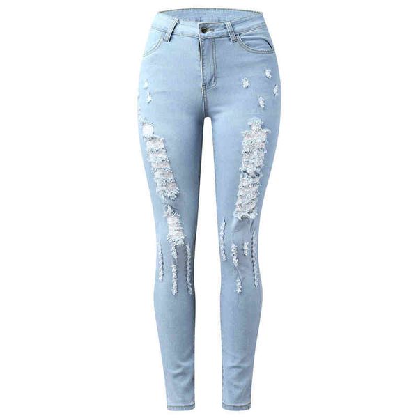 Leggings Dark Jeans Blue Casual Women Medium Classic Tight Pocket cintura pantalones de talla grande para 4x L220726