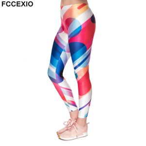 Leggings FCCEXIO 2019 nuevas mallas deportivas para mujer, mallas de entrenamiento, mallas sexis ajustadas de cintura alta, pantalones Retro a rayas blancas a la moda Punk