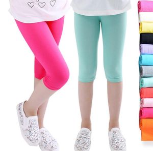 Leggings Kids Girls Bottoms Leggings Modal Cotton Knee Length Pants Candy Color Children Tights Summer Girls Skinny Knee Clothing ALSK421