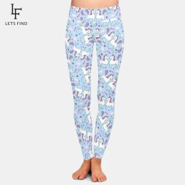 Leggings LETSFIND 2021 mode douce licorne impression numérique entraînement élastique Leggings nouveau taille haute femmes Fitness Leggings