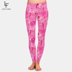 Leggings LETSFIND moda niñas y corazones y pájaros estampado mujeres Leggings nueva cintura alta Rosa Fitness Leggings completos