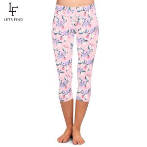 Leggings LETSFIND été mode Capri pantalon fraises et myrtilles imprimer taille haute femmes Fitness Stretch mi-mollet 3/4 Leggings