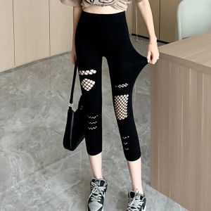 Leggings Modal découpé Leggings de sport pour les femmes Push Up femmes taille haute collants sans couture femme Legging pantalon en dessous de maille Goth Sexy